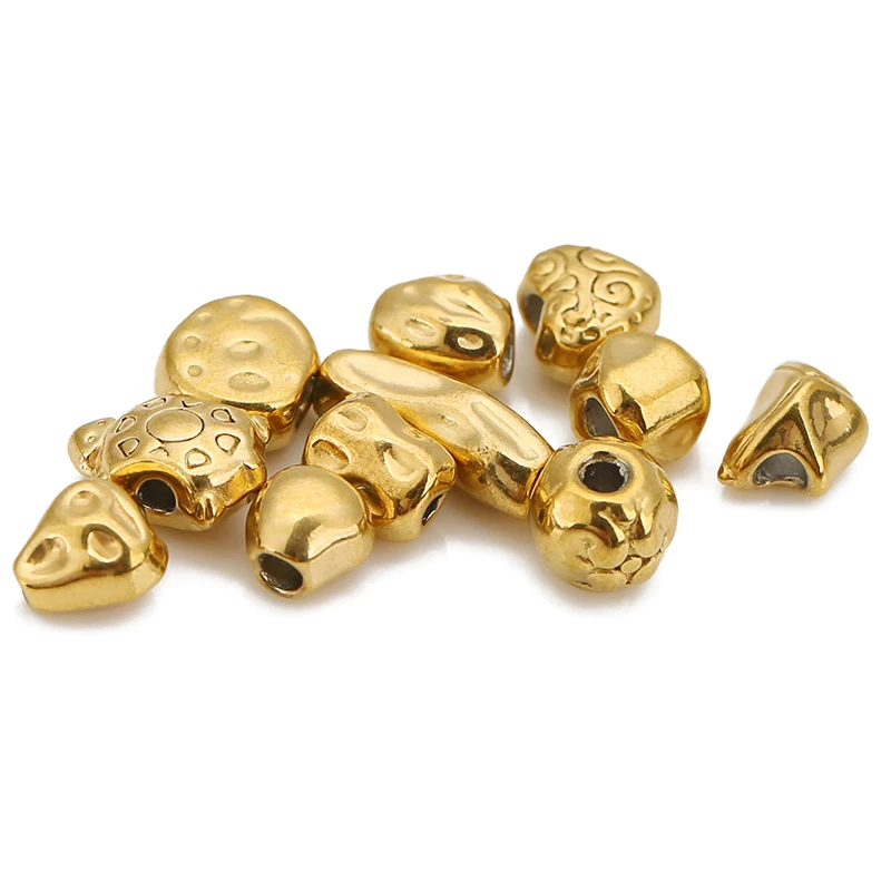 20pcs Stainless Steel Turtle Irregular Retro Baroque Spacer Beads for DIY Bracelet Necklace Jewelry Making Loose Bead Finding