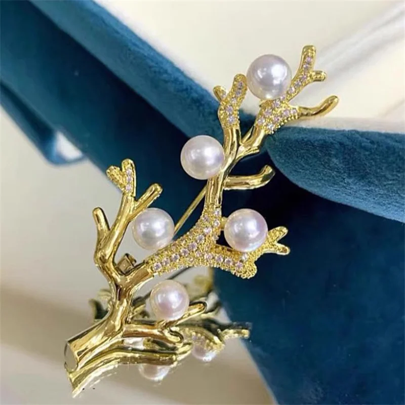 Broche de árbol frutal con diamantes brillantes para mujer y niña, ramillete elegante, alfileres versátiles, accesorios de ropa, regalos