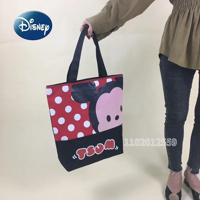 Disney Mickey New Women's Canvas Handbag Fashion Women's Shoulder Bag Large Capacity Handheld Storage Bag High Quality