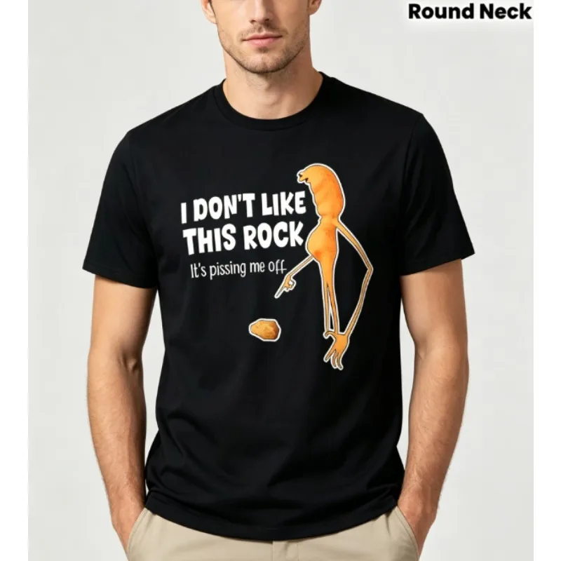 

Funny _I Don't Like This Stone_ Bug with Lettering & Cartoon Marcus Worm Design T-Shirt-Comfortable Casual Fit Short Sleeve