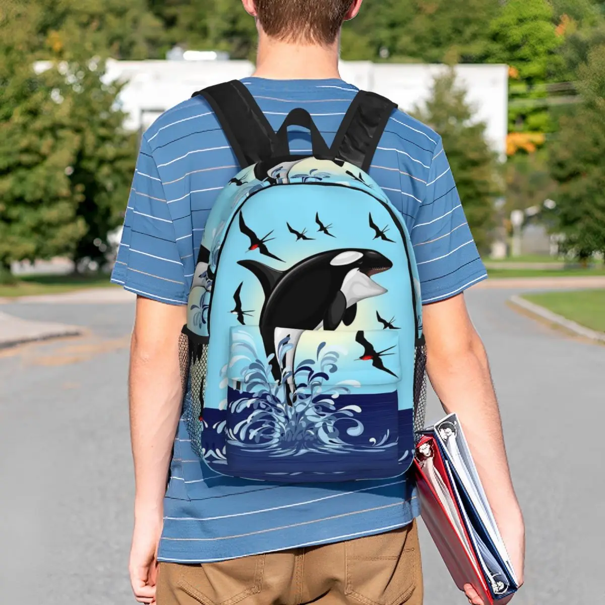 Orca Killer Whale Jumping Out The Ocean Backpack Student BookBag Men Women School Bag Laptop Shoulder Bags
