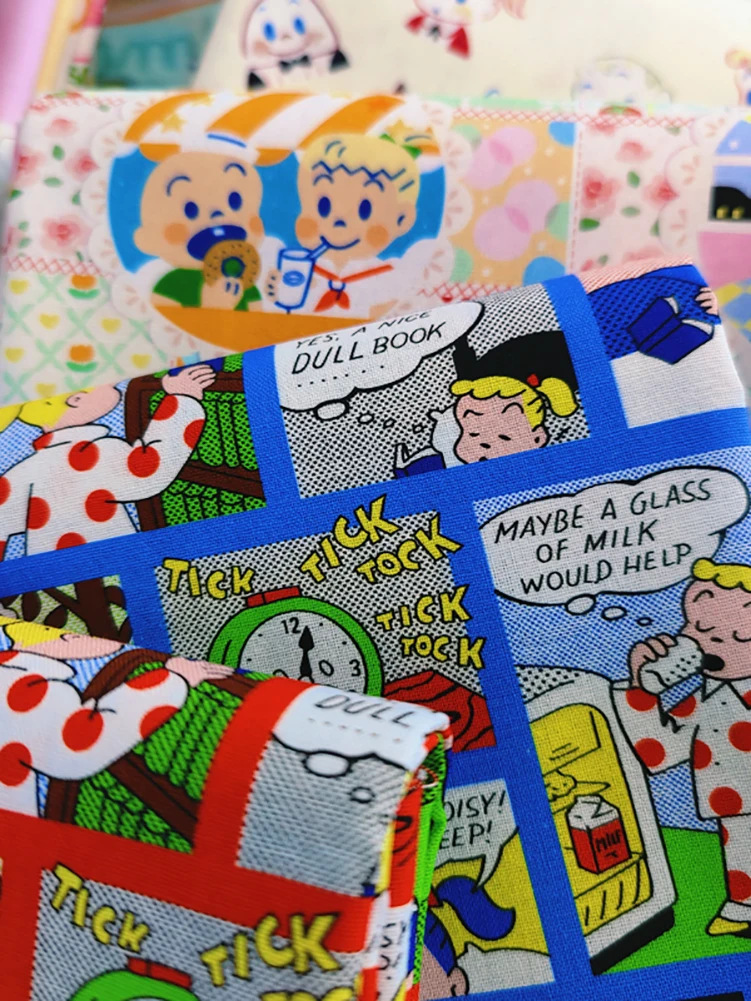 Pure Cotton Handmade Patchwork 20S Japanese Cartoon Digital Printing Clothing Illustration by Half Meter