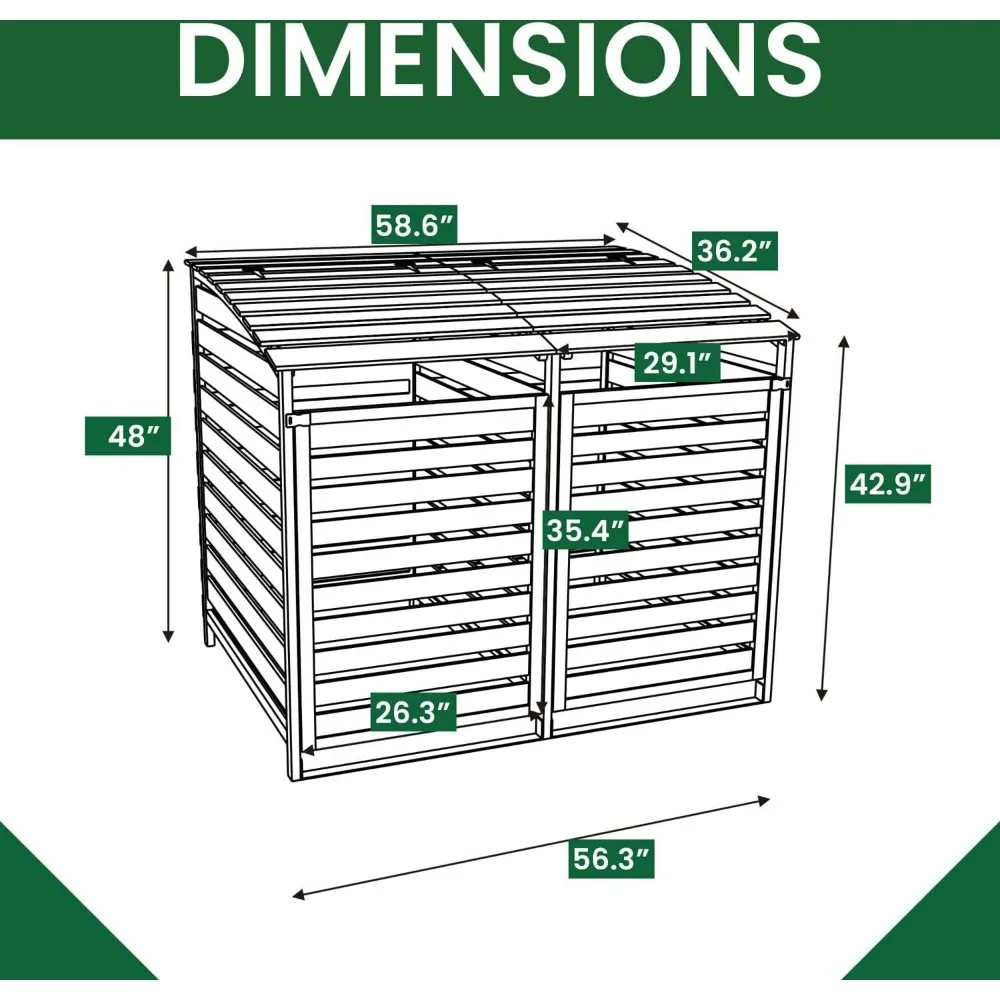 Outdoor Storage Shed, 4.9 Ft. X 4 Ft., Wooden for Trash and Recyclables with Locking Latch and Waterproof Roof, Storage Cabinet