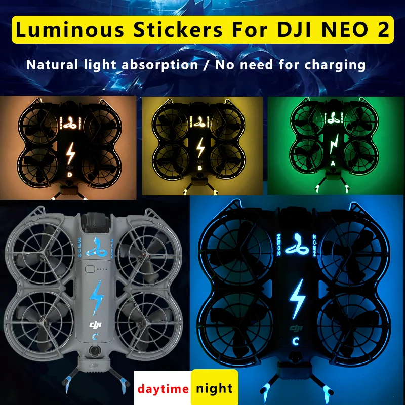 For DJI NEO 2 Drone Luminous Stickers Cool Decoration Protective Film For DJI Neo2 Night Safety Flight Warning Decals Accessory