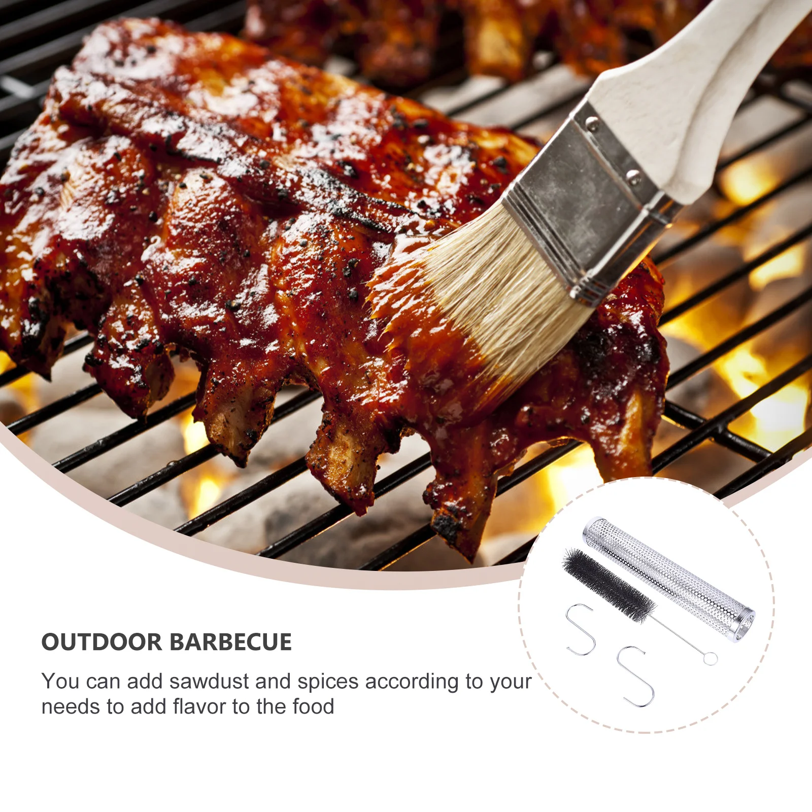 

1Set Stainless Steel Bbq Smoker Tube Anti-Rust Outdoor Barbecue Smoking Mesh Tube Grill Tools Camping Supply Bacon Smoker