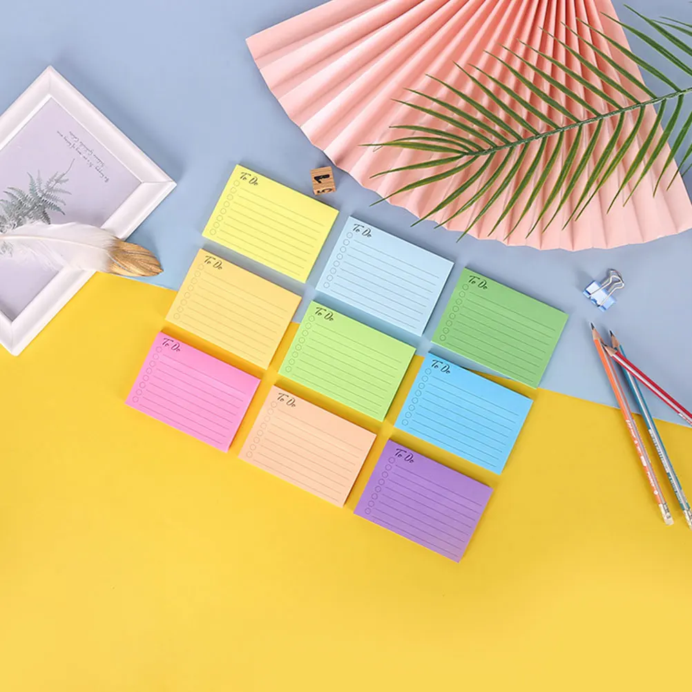 

18pcs Memo Pads Self adhesive Office Use Simple Design Compact Note Stickers Portable Business Function
