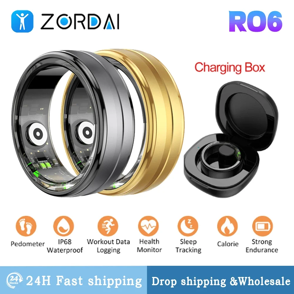 Zordai R06 5ATM Waterproof Smart Ring For Men Women Heart Rate Health Monitoring 100+ Sport Modes Fitness Tracking Sport Ring