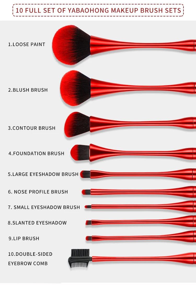 Ensemble de pinceaux de maquillage, ensemble de pinceaux de maquillage portables, pinceaux de fond de teint professionnels en or Premium, correcteurs de poudre, ombres à paupières, Blush10PCS