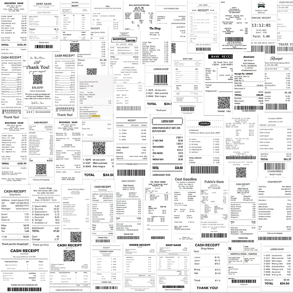 50PCS Cute Shopping List Receipt Graffiti Stickers Exquisite Sticker for Phone Computer Notebook Stationery DIY Toys Secret