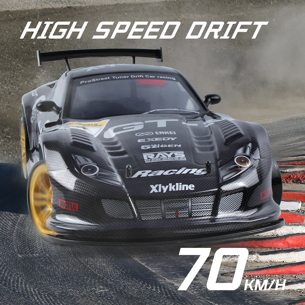 70km/h RC Car Toy 1:10 High Speed Drift Racing Car Remote Control Vehicle 4WD GTR Sports Car Toys for Children Boy Birthday Gift