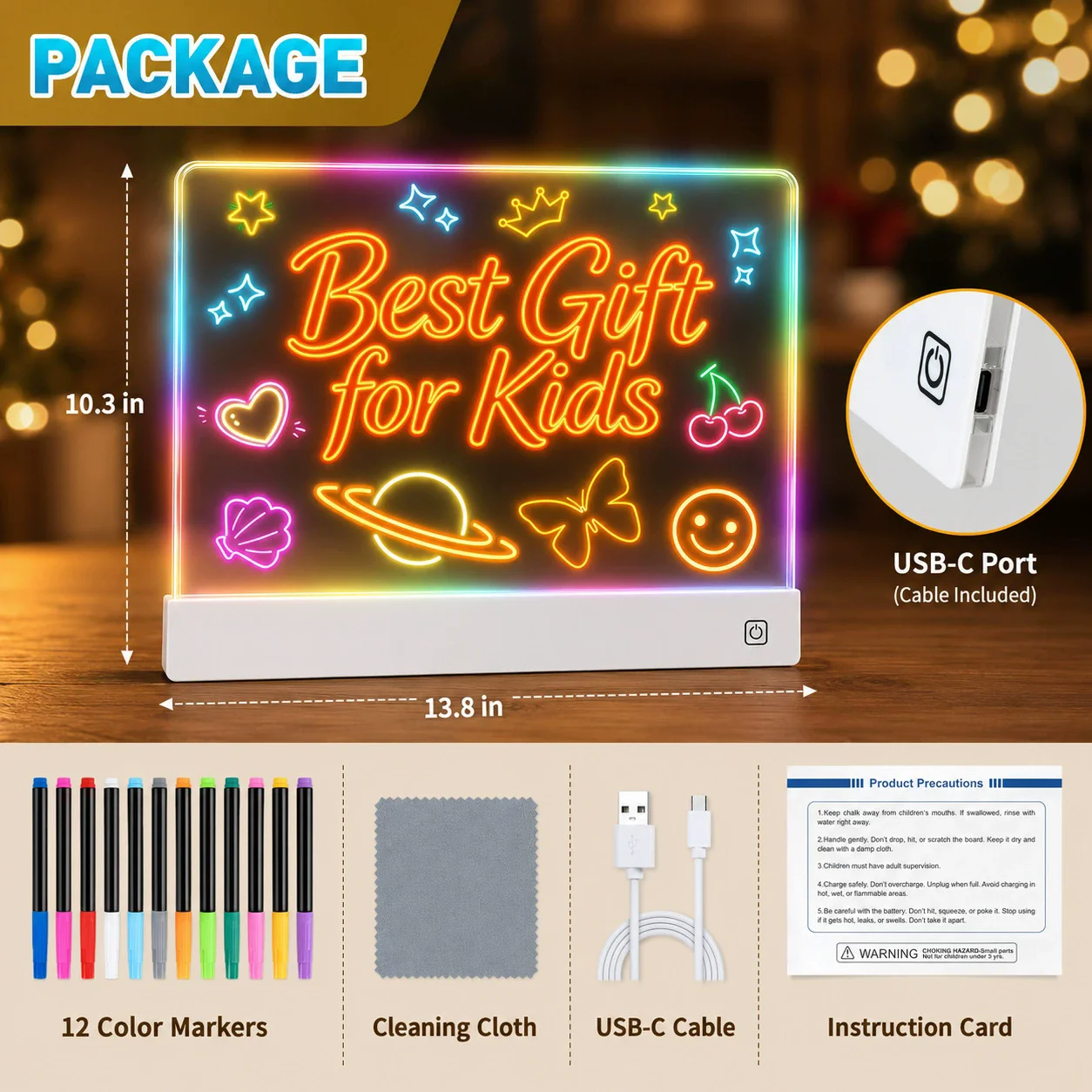 Touch-to-charge LED notepad, light-up drawing board, message board, drawing book, writing board with stand, colorful DIY view 4