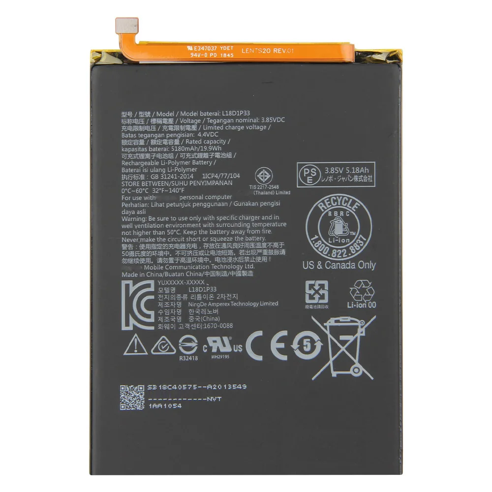 Replacement Battery L18D1P33 For Lenovo Tab V7 High Quality Batteries 5180mAh Backup battery With Tool