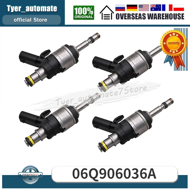 4Pcs  For 2021 2022 Audi A4 A4 allroad  A5 Sportback  Q5 S3 2.0L  06Q906036A Fuel Injector