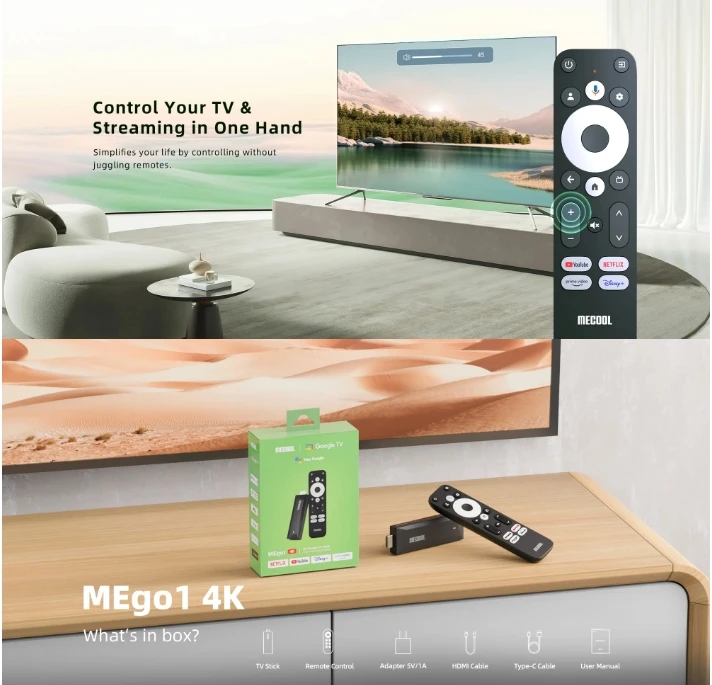 【正規品】2025年最新 MECOOL MEgo1 ミニTVスティック Realtek RTD1325 2G+8GB 4K UHD 5G Wi-Fi LAN 100M Google認証 TV PK Mecool KD3