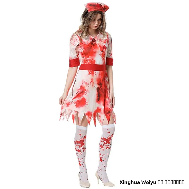 حار بيع لوهوين الدم الملون ممرضة حفلة تنكرية زي دور بلانغ الملابس النسائية المرحلة العرقية زي