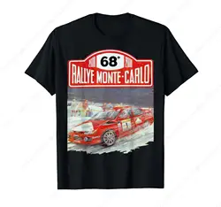 Word Rally Car WRC at the Rally Monte Carlo T-Shirt Vintage Leisure Men Tee Daily Soft Unisex Clothing