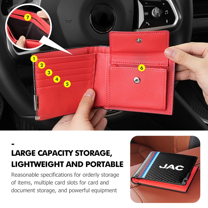 Slim Carbon Wallet Compact Card Holder Change Pouch Organizer For JAC Refine J3 J2 S5 A5 J5 J6 J4 T8 Vapour S2 Vapour - view 5