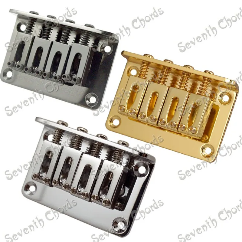 

6 Sets Hard-tail 4 String Guitar Bass Electric Ukulele Bridge Chrome Black Gold Guitar Accessories Parts