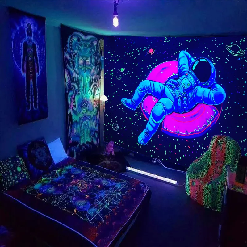VIKAMA Astronaut Tapestry Inspired Nebulae Gradient Spaceman Gaming Room Music Festival Decoration Waterproof Room Decoration