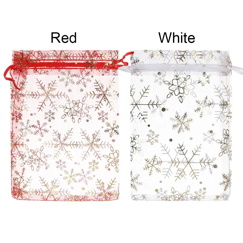 50pcs/lot 4 Sizes Red/White Wedding Gifts Strap Drawstring Candy Pouch Gift Pouches Jewelry Packaging Bags Organza Bags