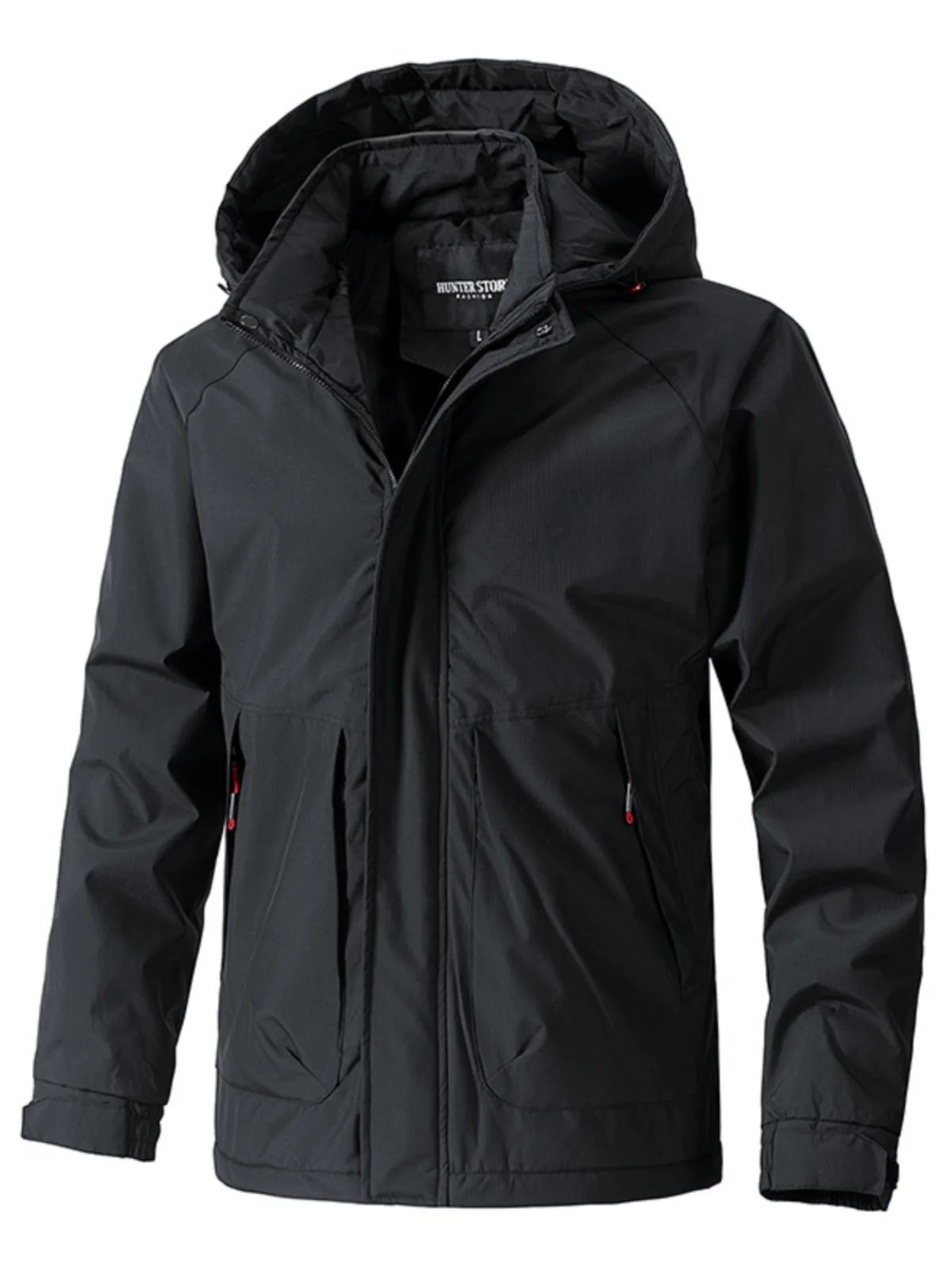 

Утепленная повседневная куртка-худи для активного отдыха с декоративной молнией, прямым низом и длинными рукавами