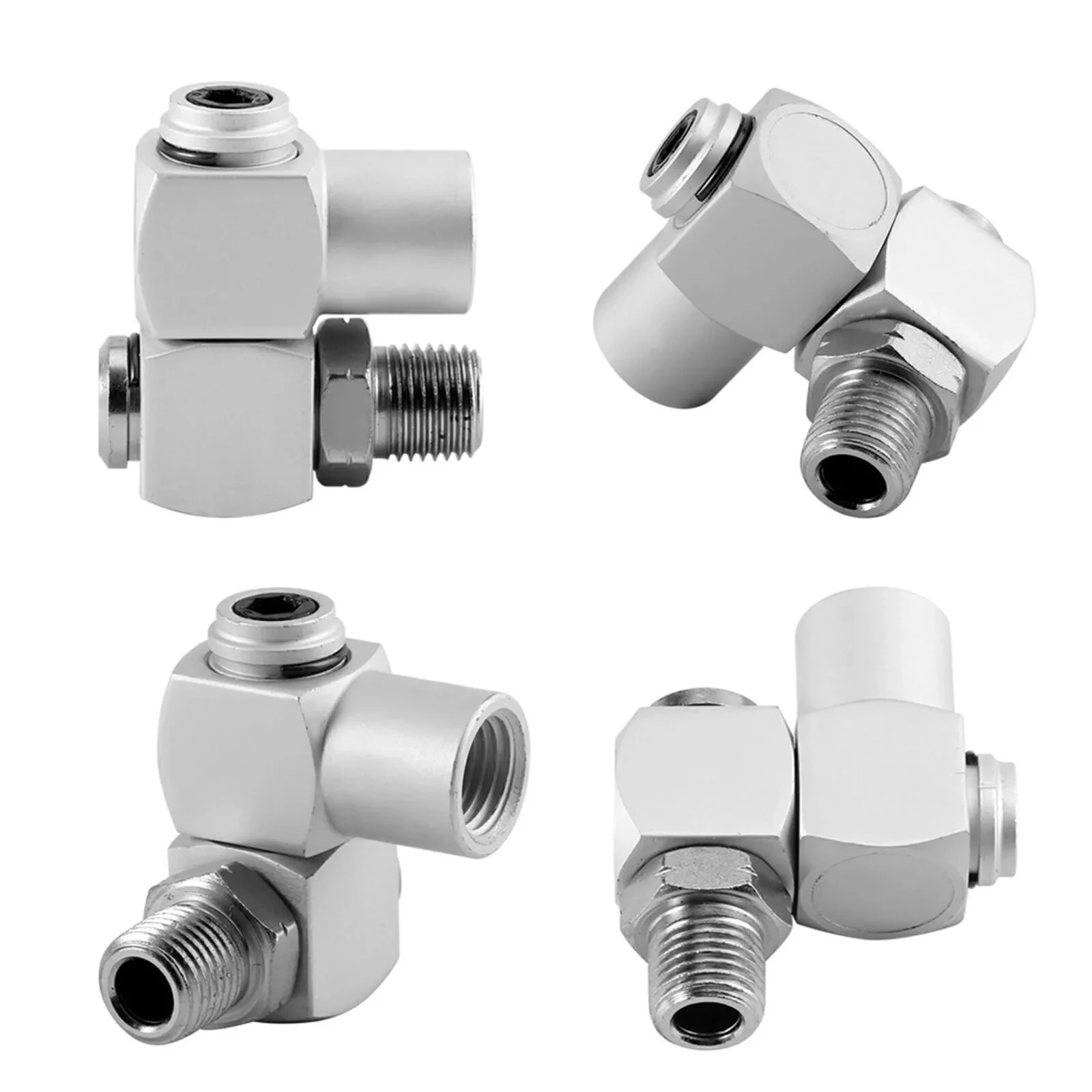 4Pcs/lot Aluminum 1/4 inch Air Fitting Hose Connector 360° Dual-Swivel Rotating Pneumatic Tool Adapter 150PSI Air Hose Connector