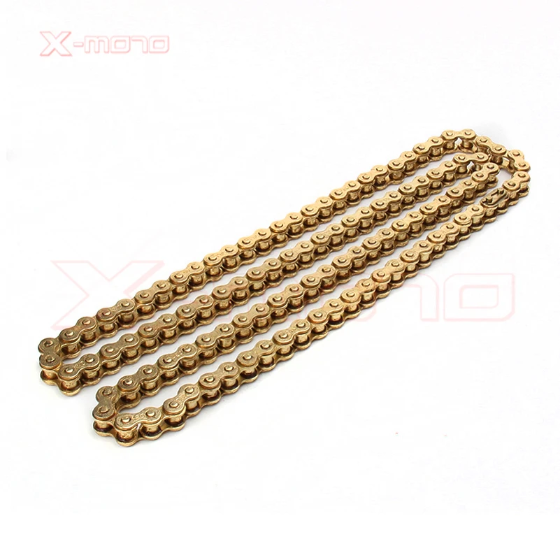 Gold KMC 420 102/104/108 links GOLD O-RING chain 50 70 90 110 125cc dirt bike/pit bike 420 chain can choose thelinks you want