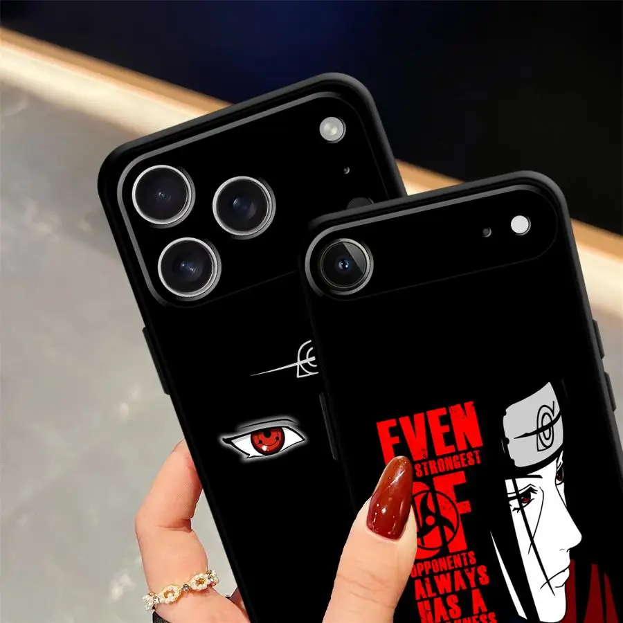 حافظة لهاتف آيفون XS Max XR 13 12 11 17 Pro Max 7 8 17Air 15 16 14 Plus غطاء هاتف ناعم أسود أنيمي N-Narutos