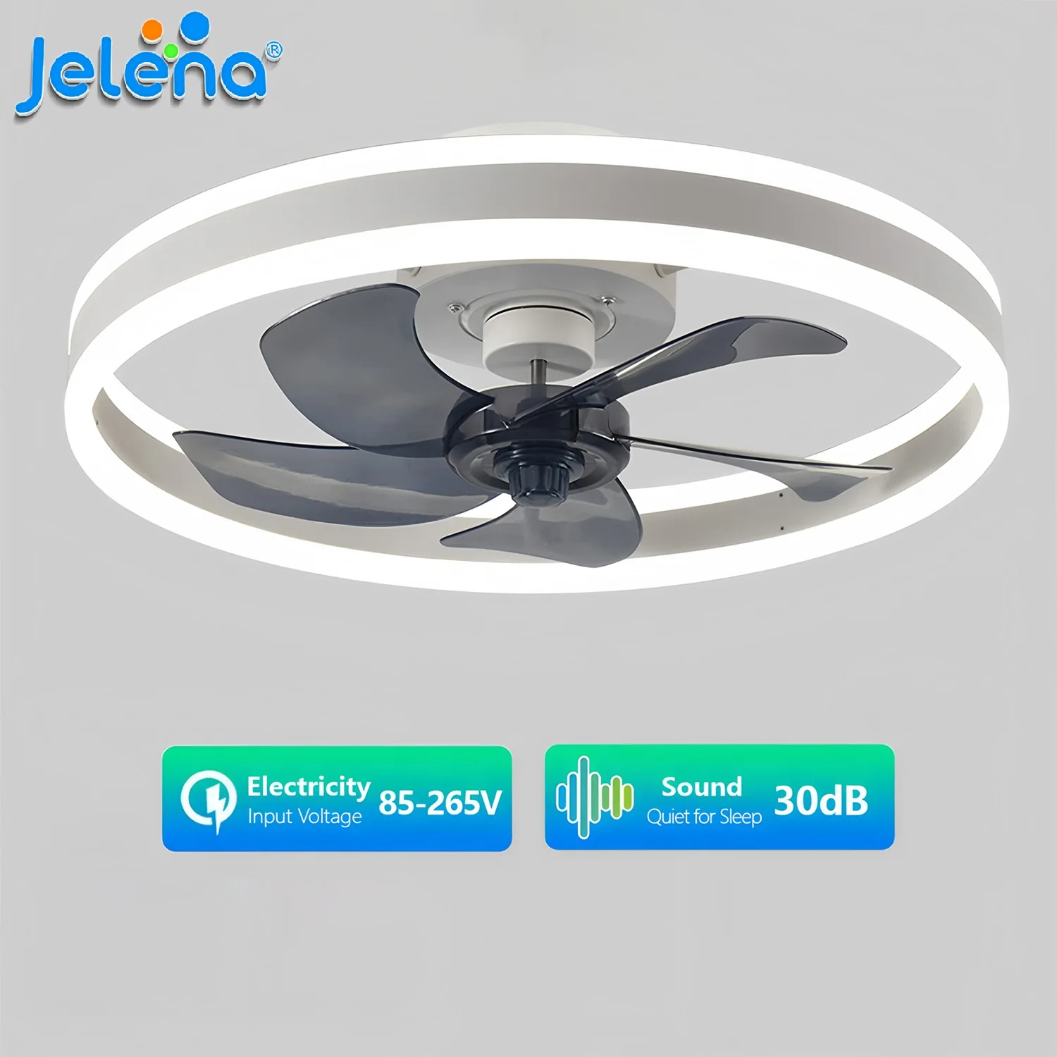 Jelena ventilateur de plafond silencieux avec télécommande et gradation APP réglage à 6 vitesses ventilateur LED lumière chambre salon décoration