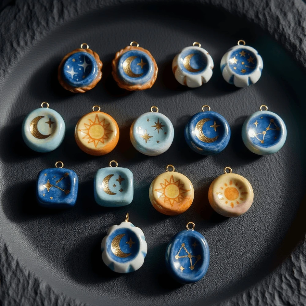 Vielseitige und trendige neue bunte Stern-Mond-Sonnen-DIY-Anhänger für die Schmuckherstellung. – Detail 3