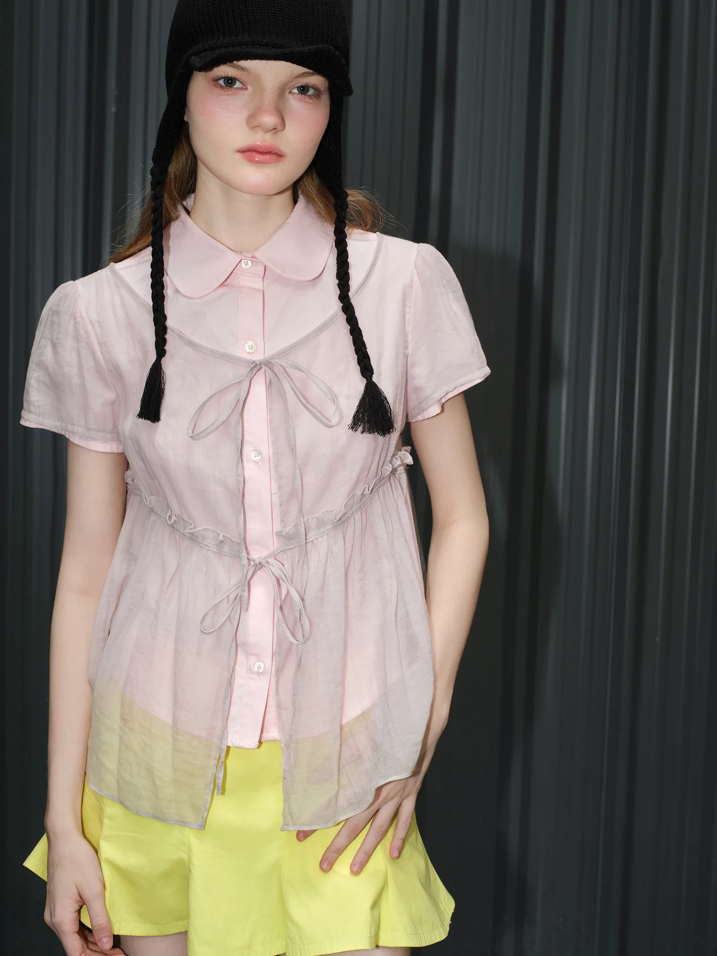 

Spring 2026 New Style Women's Shirt Blouse Doll Collar Fake Two-Piece Cotton Short Sleeve Breathable Moisture-Wicking Street ...