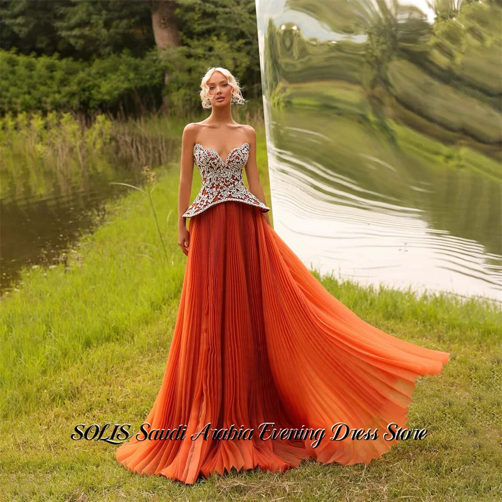 

Вечернее платье SOLIS Tangerine без бретелек, с бисерным лифом, А-силуэт, платье для знаменитостей, на заказ