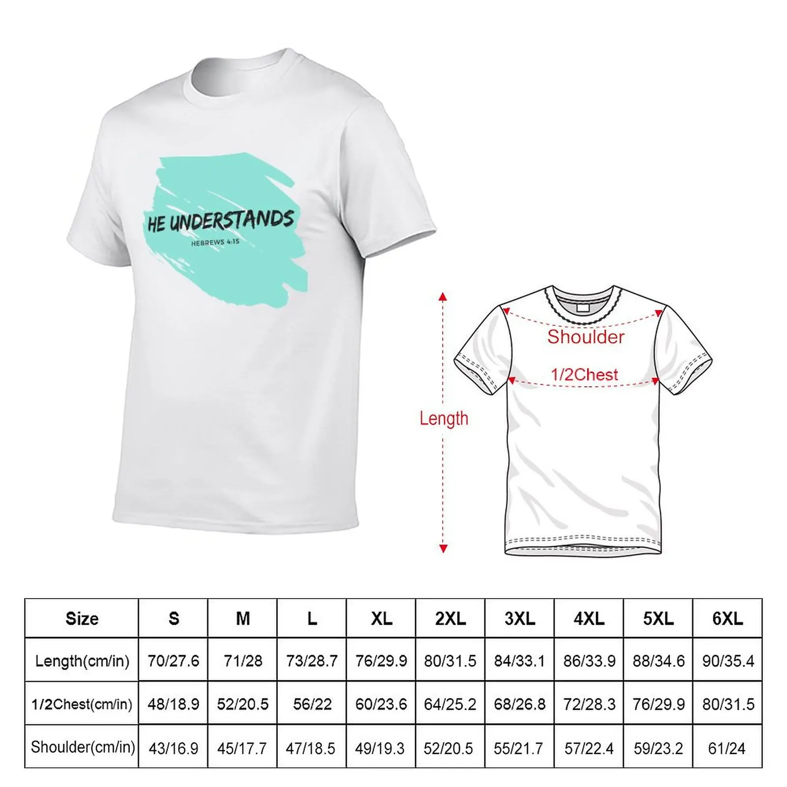 He Understands Hebrew 4:15 T-Shirt Big Size Short Sleeve Casual Top