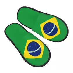 Custom Brazil Flag House Slippers Women Soft Memory Foam Slip On Bedroom Slipper Shoes
