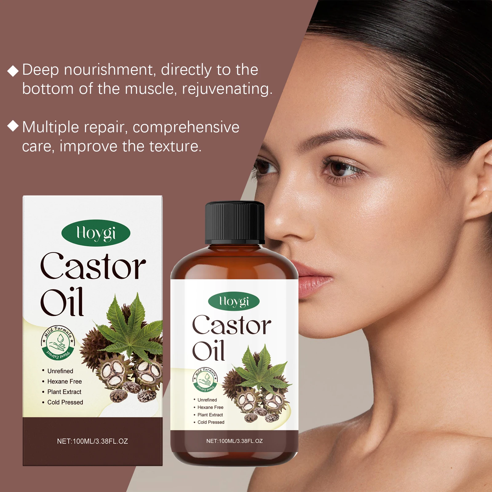 Castor Oil for Hair Eyelashes Skin Care Repair Split Ends Damaged Hair Promote Eyebrows Growth Strengthen Skin Battier Body Care