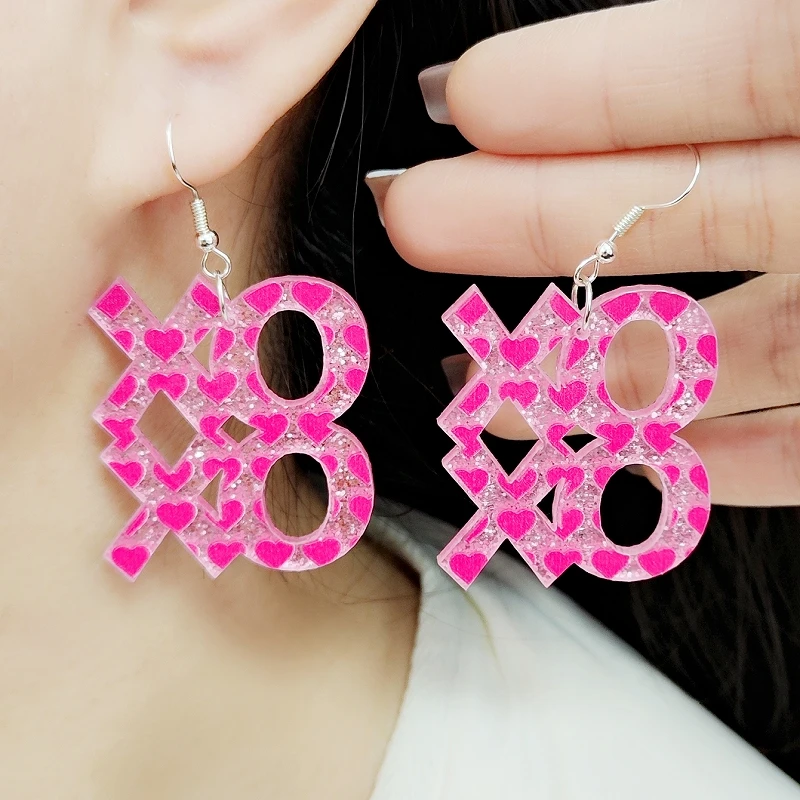 

KUGUYS Valentine's Day gift KISS Drop Earrings For Women Girl in Love Acrylic Jewelry Shining Accessories