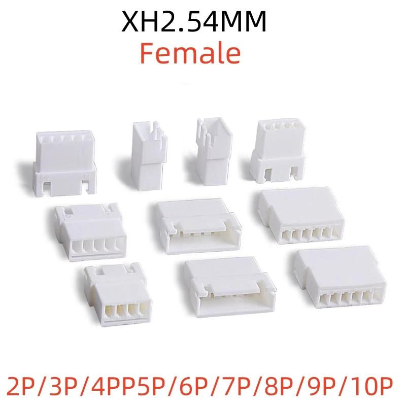 10/100pcs Xh2.54 Female Rubber 2.54mm Spacing 2p3p4p5p6p7p8p9p10p Female Plug