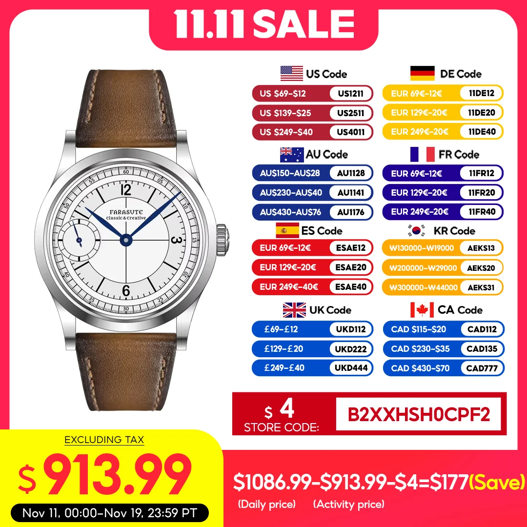 FARASUTE Luxury 40mm Manual Mechanical Watches Men Swiss ETA6497 Movement Business 3Bar Waterproof Sapphire Wristwatch Reloj