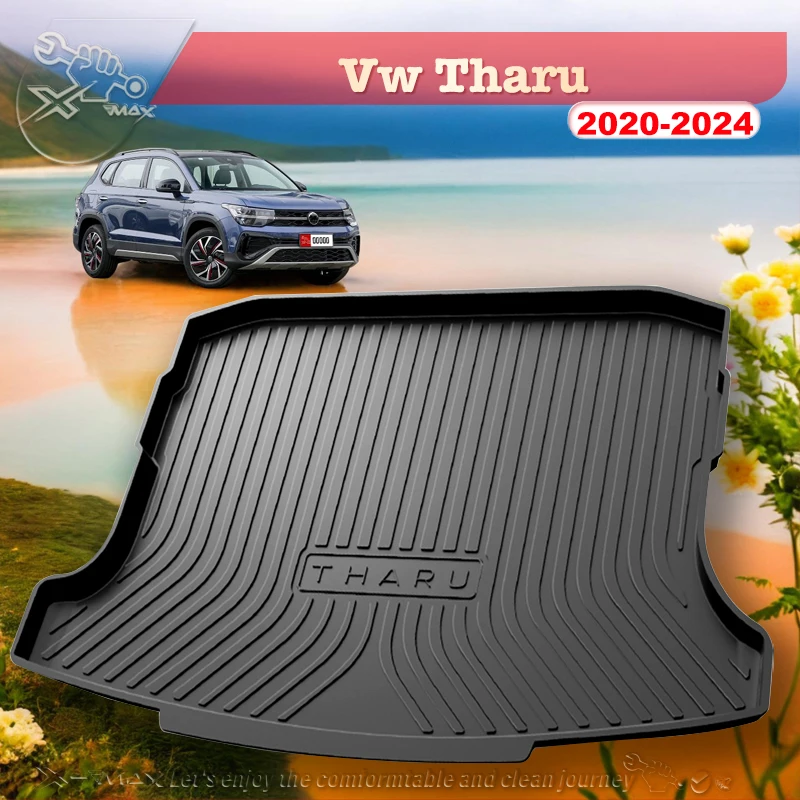 

For Vw Tharu 2020-2024 Fit Car Trunk Mat All Season Black Cargo Mat 3D Shaped Laser Measured Trunk Liners