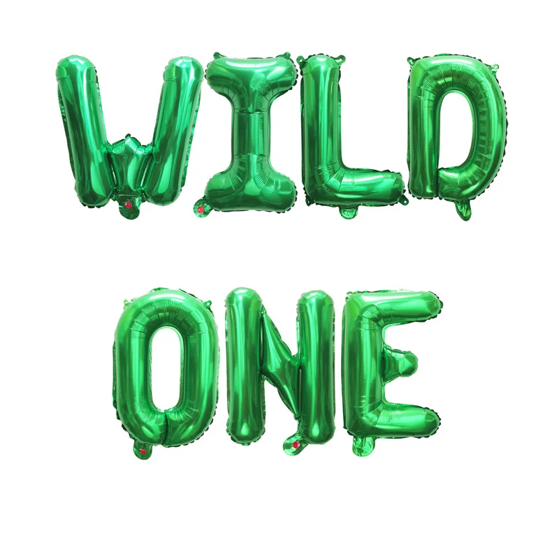 7pcs 16inch Green Wild One 1st Birthday Letter Foil Balloons Baby Shower Happy Birthday DIY Home Party Decoration Supplies view 3