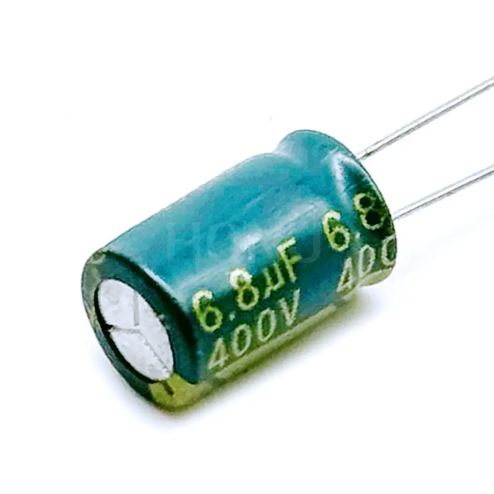 10-30 sztuk 400 v6.8uf aluminiowy kondensator elektrolityczny oryginalny niski Esr/impedancja wysokiej częstotliwości rozmiar 8*12 6.8 uf400v 400 v6, 8uf 20%