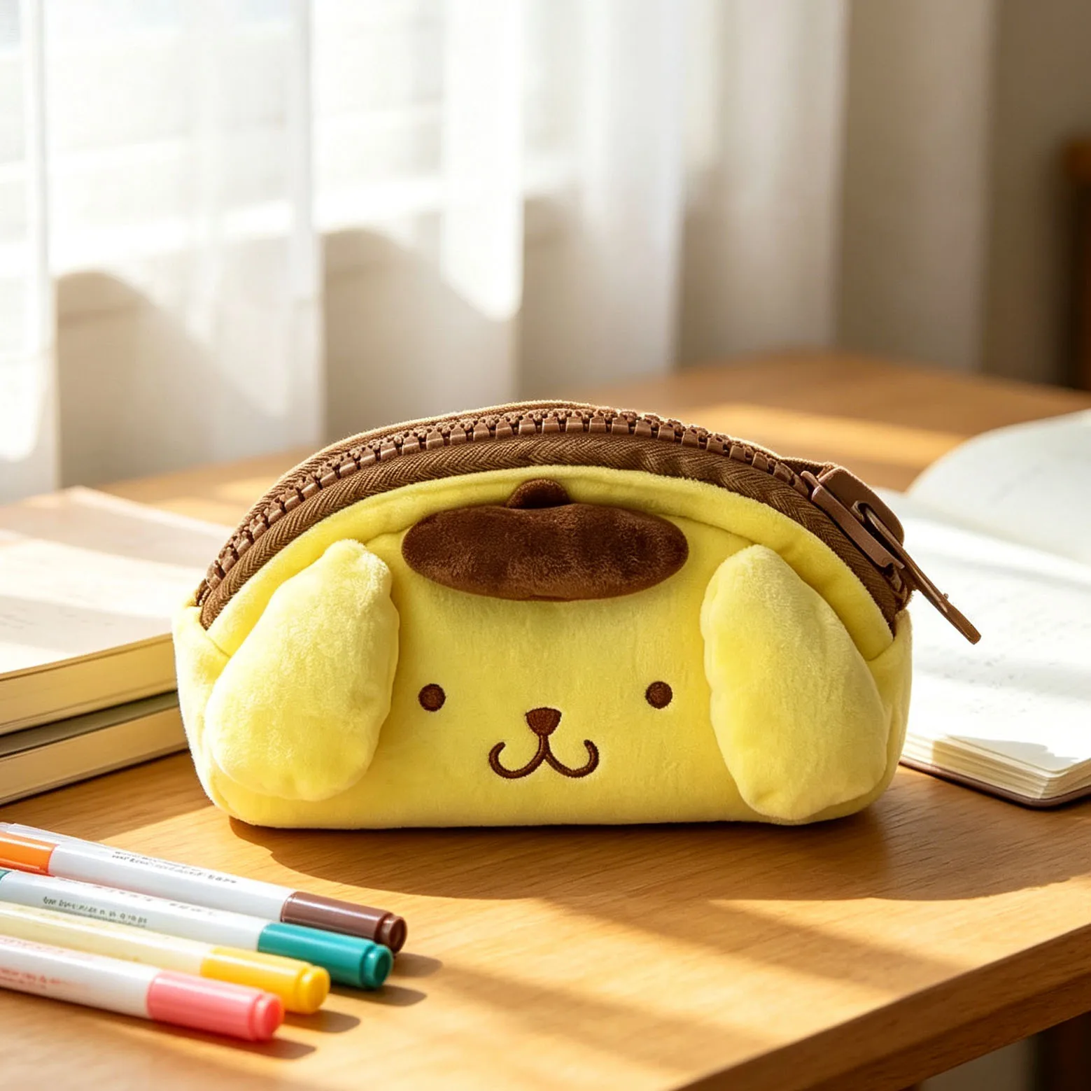 Kawaii Plush Large Capacity Cartoon Dog Plush Stationery Bag Portable Cosmetics Makeup Bag School Travel Storage Bag