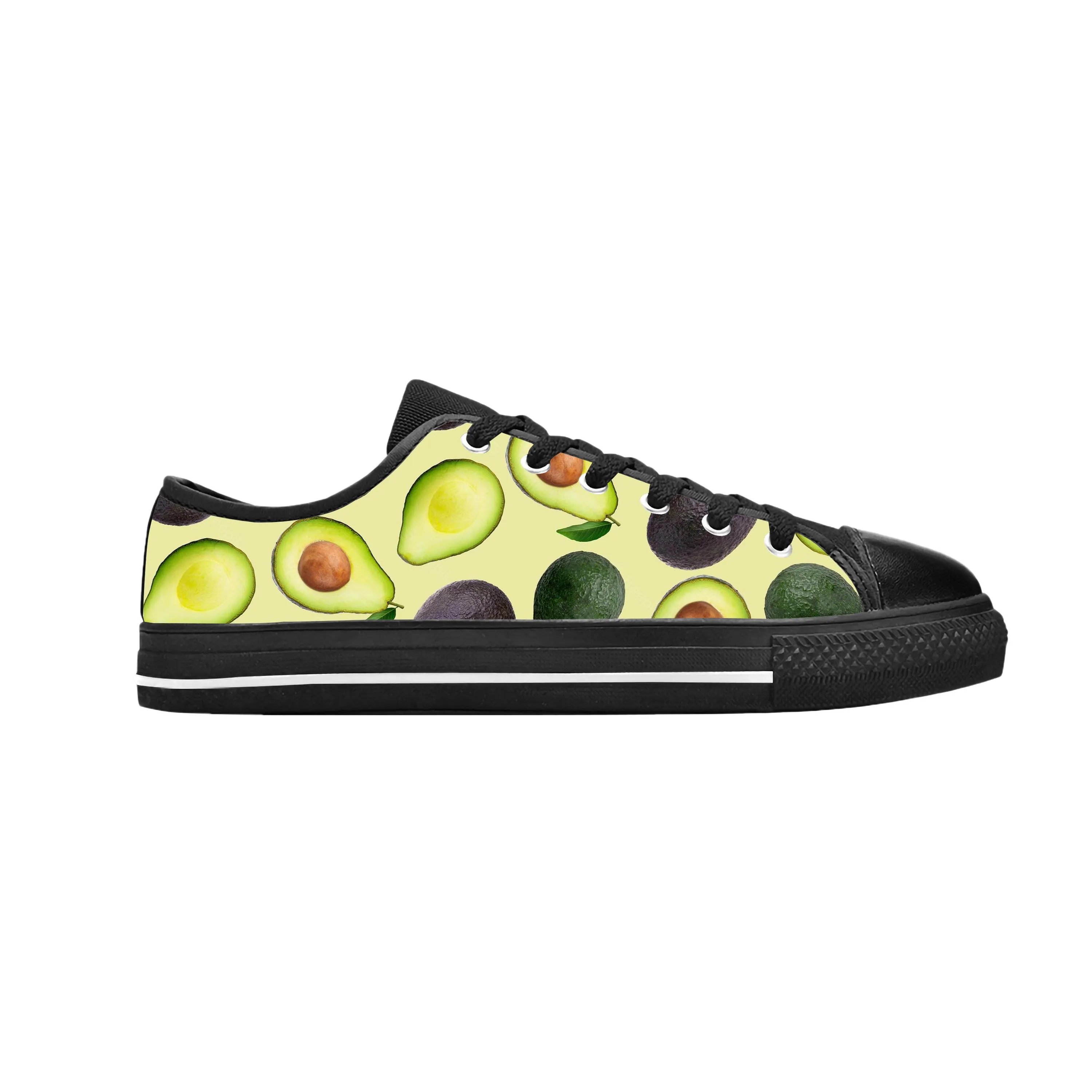 Avocado Pattern Fruit Anime Cartoon Manga Comic Casual Cloth Shoes Low Top Comfortable Breathable 3D Print Men Women Sneakers