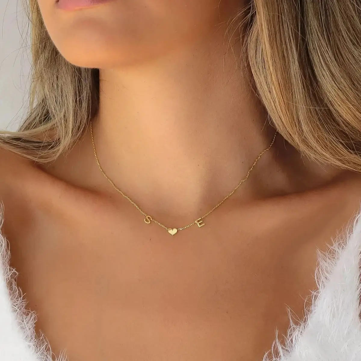 26 Letters Pendent Custom Name Necklace for Women Personalized Initial Letter With Heart Charm Necklaces Stainless Steel Jewelry