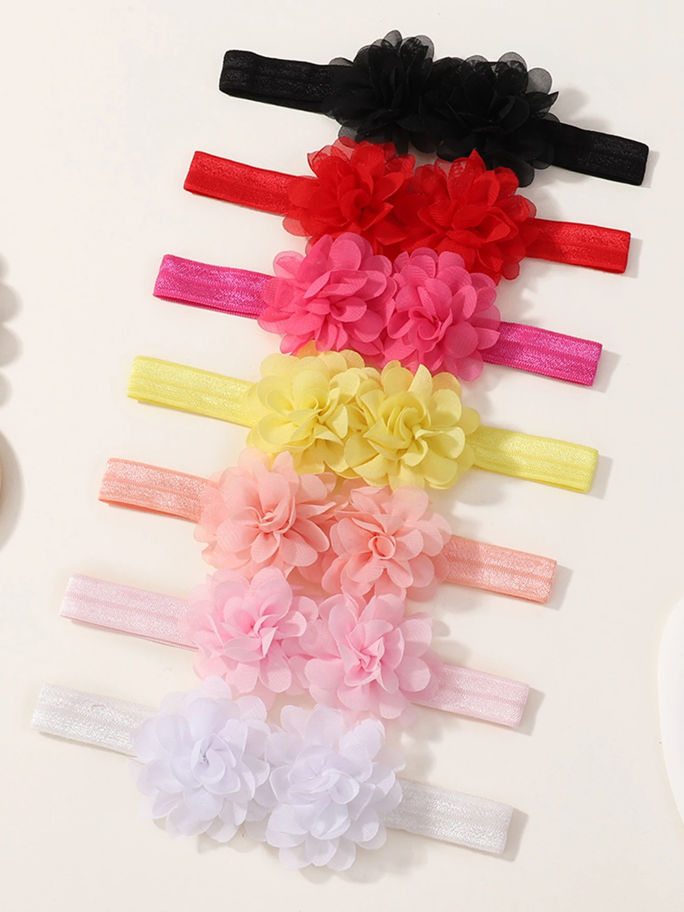 7pcs Babys Chiffon Headbands Flower Soft Strecth Elastic Hair Bands SetNewborns Head Tie Infants Babe Hair Accessories