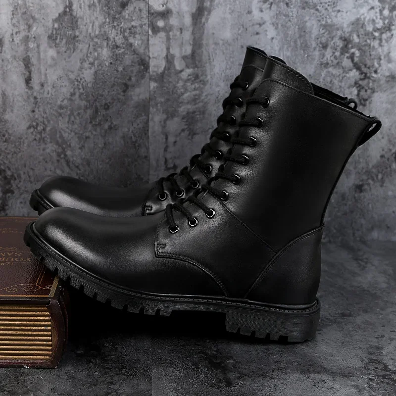 Winter New Men\'s Genuine Leather Boots Cold Resistant Cotton Boots Men\'s Outdoor Casual Boots Party Dress Boots Big Size：37-48