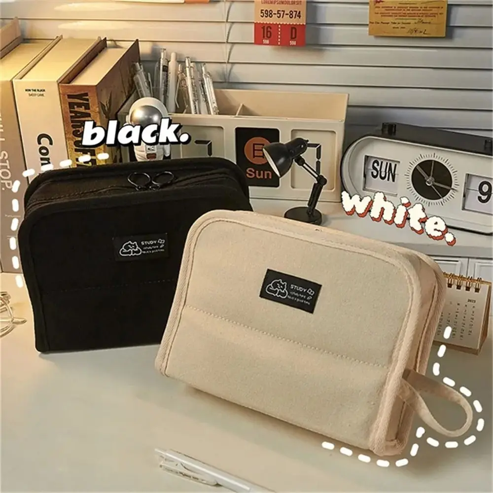 

Storage Box Large Capacity Pencil Case Kawaii Bear Multifunctional Stationery Bag Multi-layer Canvas Pen Case Children