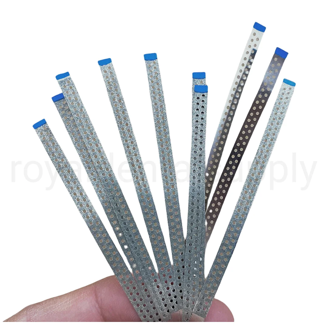 

Dental Strip Stainless Steel Diamond Polishing Finishing Strips Sand Blue Medium Single with Hole