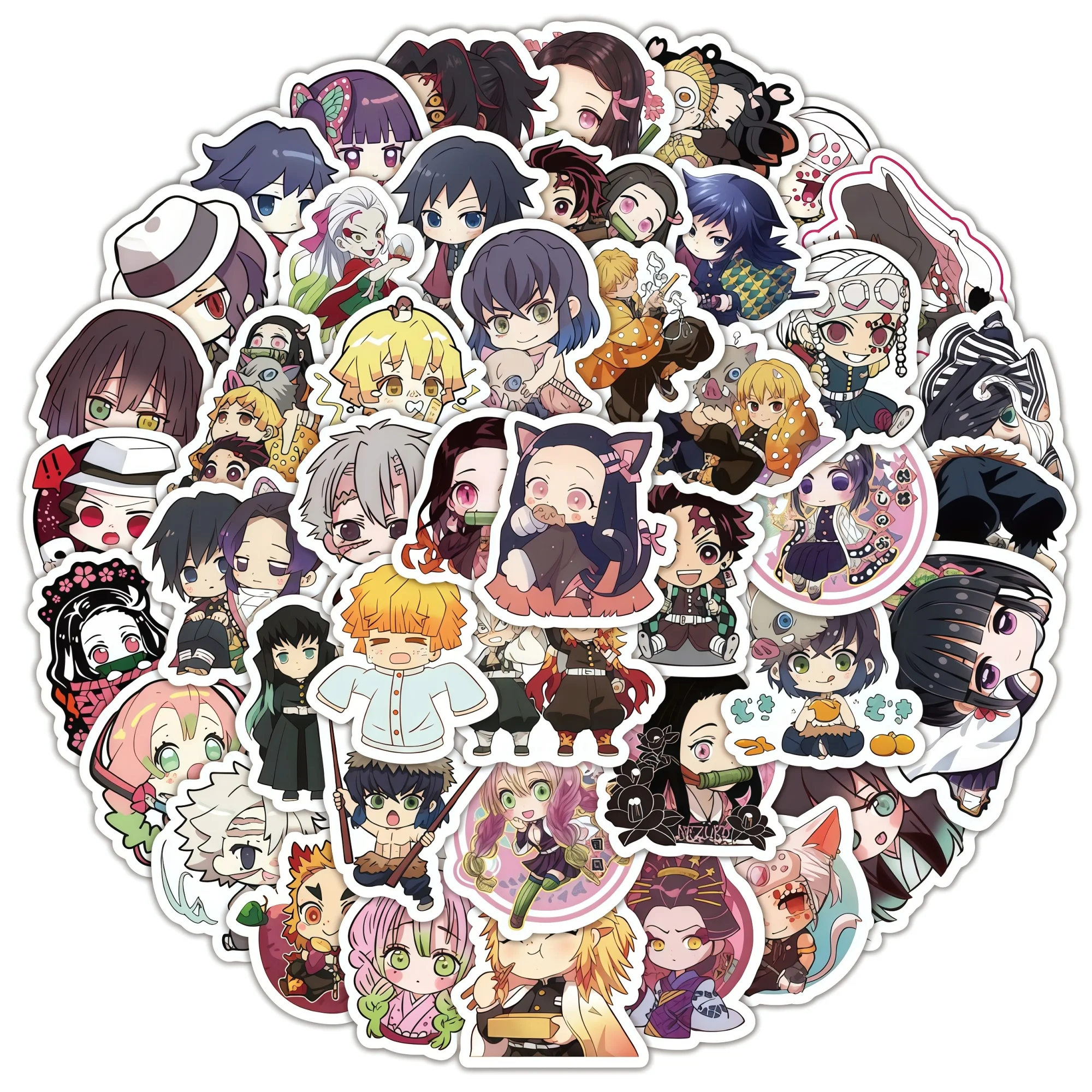 103 Pcs Demon Slayer Chibi Character Stickers, Anime Stickers, Suitable for Diaries, Notebooks, Luggage, Cups, Kids' Toys