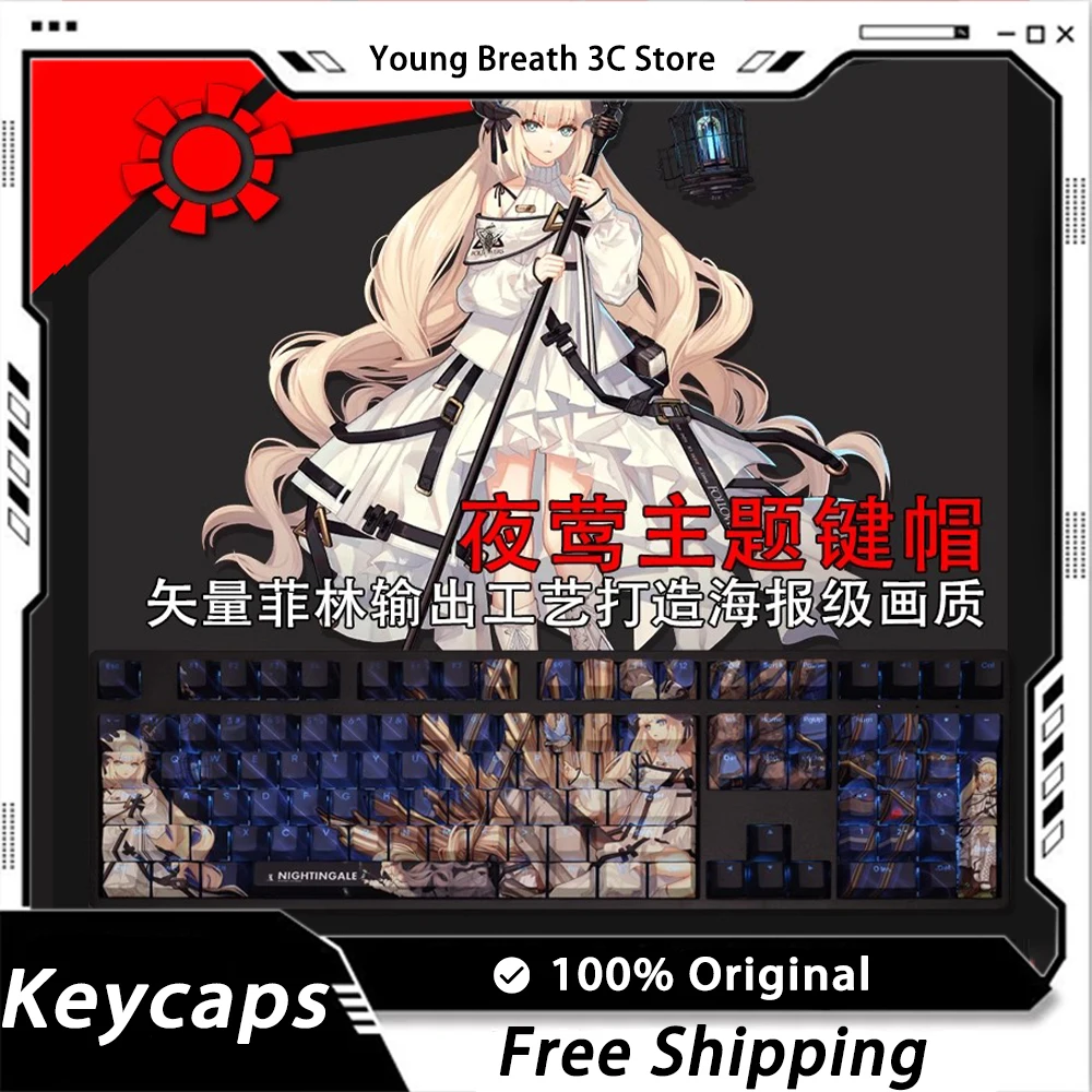 

Custom Arknights Nightingale Sexy Mechanical keyboard kit Keycaps Light Transmission 108Key PBT Keycap Set PC Gamer Accessories